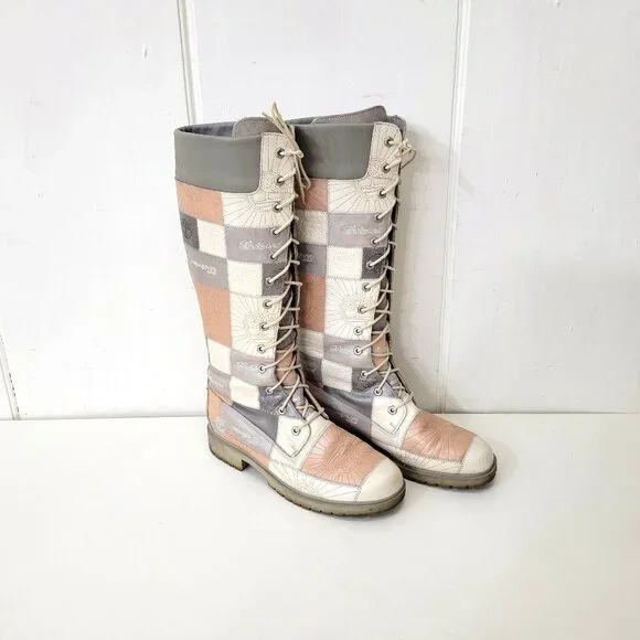 Timberland Patchwork Lace-Up Knee High Boots Size 10 - Picture 9 of 11